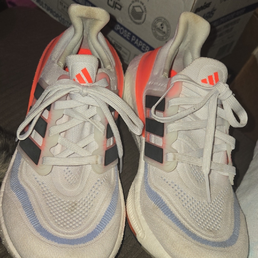 Adidas Women's White and Orange Athletic Shoes